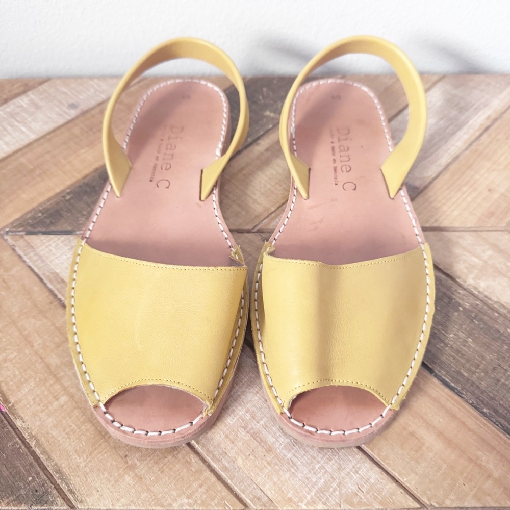 Diane C Golden Yellow Leather Sandals - Picture 7 of 10